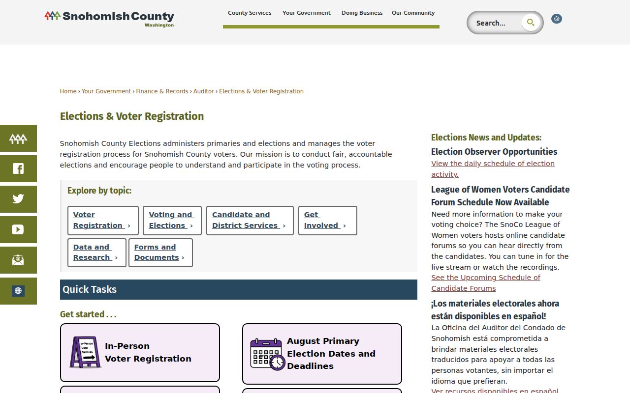 Mountlake Terrace voter registration services at Snohomish County Elections