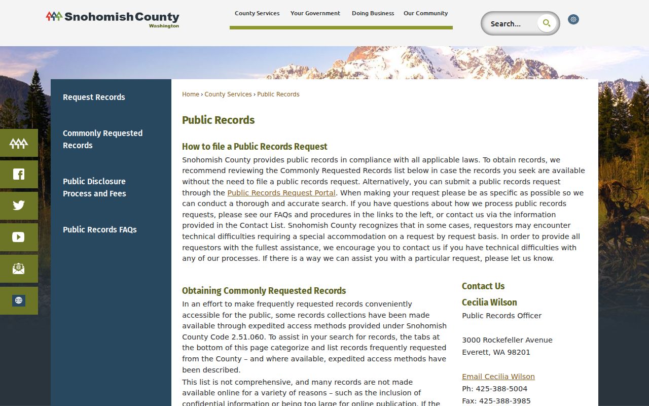 Mountlake Terrace public records routing through Snohomish County