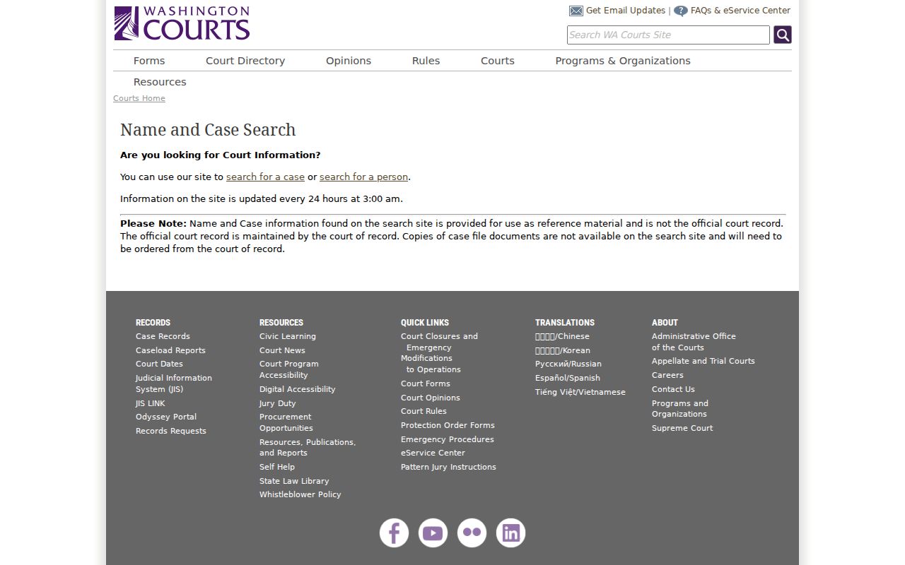 Mountlake Terrace people search using Washington court names
