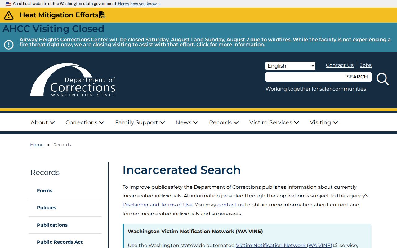 Mountlake Terrace people search in Washington corrections records